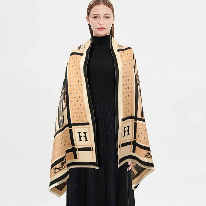 EXTREE Scarfs for Women Pashmina Silky Shawl Wrap for Evening Dressing Blanket Open Front Poncho Cape
