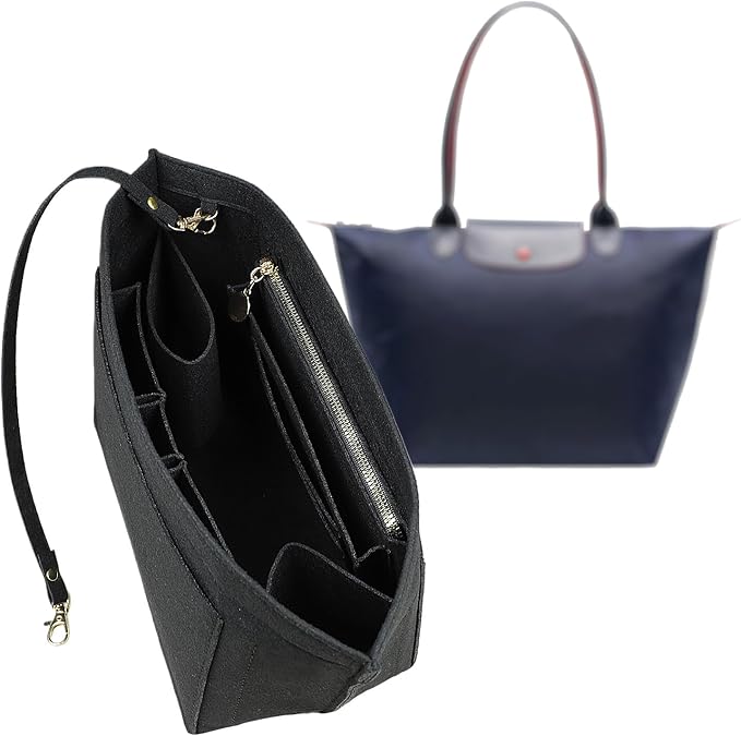 Lckaey Organizer Insert For Long Champ Le Pliage Purse organizer Premium Felt 1012-30aterrimus-S