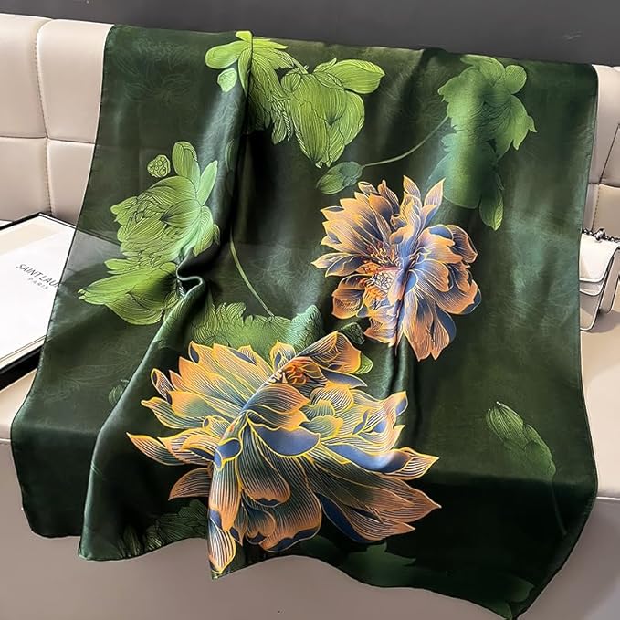 YOUR SMILE Large Mulberry Silk Feeling Long Stain Scarf Lightweight Sunscreen Shawls Wraps for Women