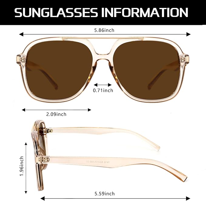 Retro Aviator Sunglasses for Women Men 2026 Square Top Bar Sun Glasses Sunnies 70s Lightweight Shades