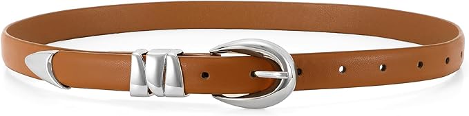 WHIPPY Women Skinny Leather Belt for Jeans Pants Dresses Ladies Fashion Waist Belt with Shiny Gold Buckle