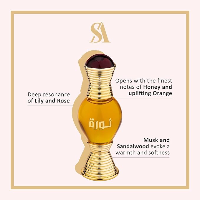 Swiss Arabian Noora - Luxury Products From Dubai - Long Lasting And Addictive Personal Perfume Oil Fragrance - A Seductive Signature Aroma - 0.6 Oz