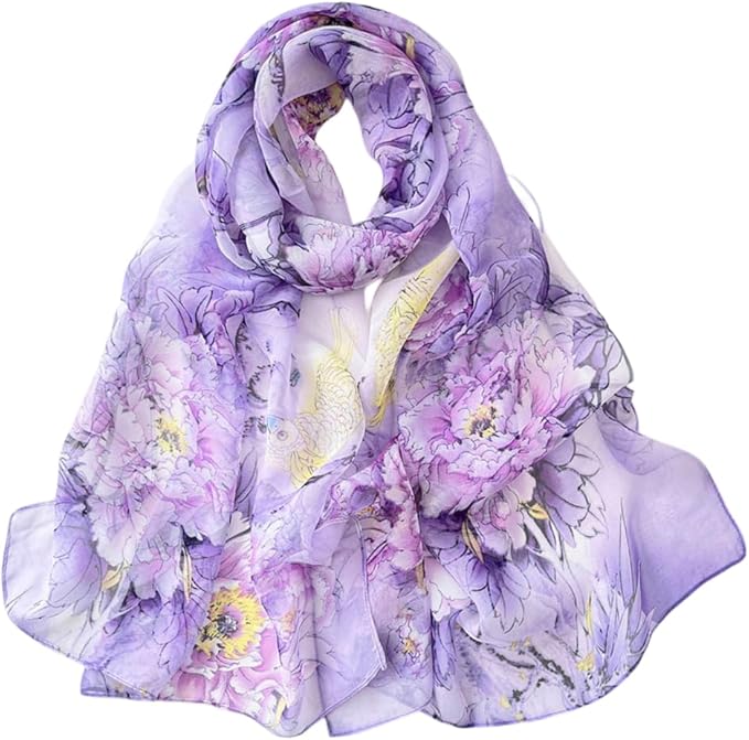 Pokeedioty Scarfs for Women Lightweight Fashion Scarves Elegant Floral Pattern Sheer Scarfs Sunscreen Shawls Wraps
