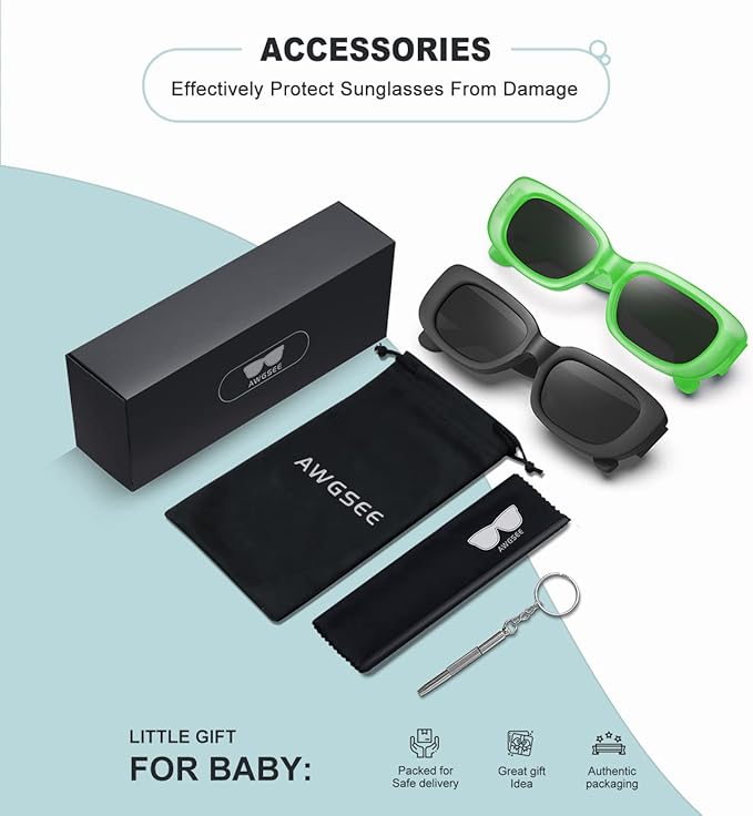 Retro Rectangle Kids Sunglasses 90’s Vintage Fashion Narrow Square Frame Glasses Shades for Girls Boys UV Protection