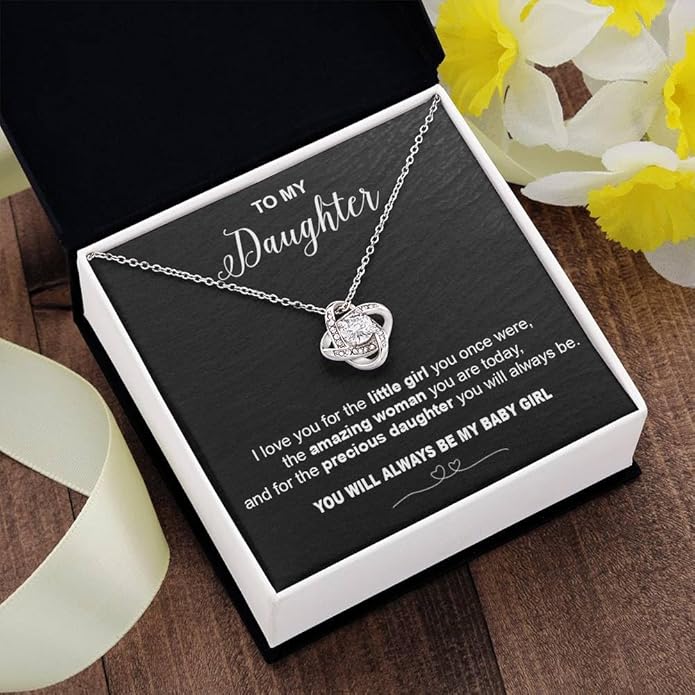 VIRAGIL To My Daughter Gift Necklace From Dad or Mom - Badass Daughter Jewelry With Heartfelt Message & Elegant Box