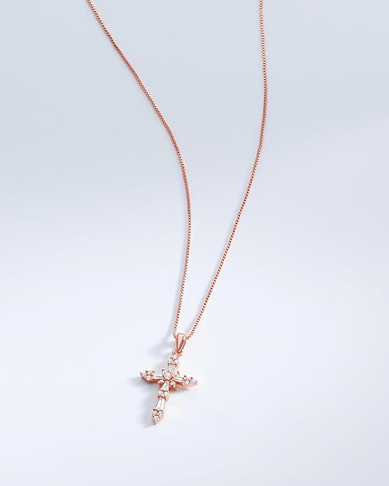 Milla 14K Gold Plated Cross Necklace for Women, Silver Cross Necklaces for Women, 18 inches Chain with Cross Pendant
