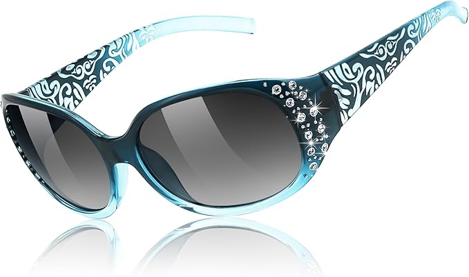 FEISEDY Women's Polarized Sunglasses Wrap Around Rhinestone Design Fashion Sunnies UV400 Protection B1091