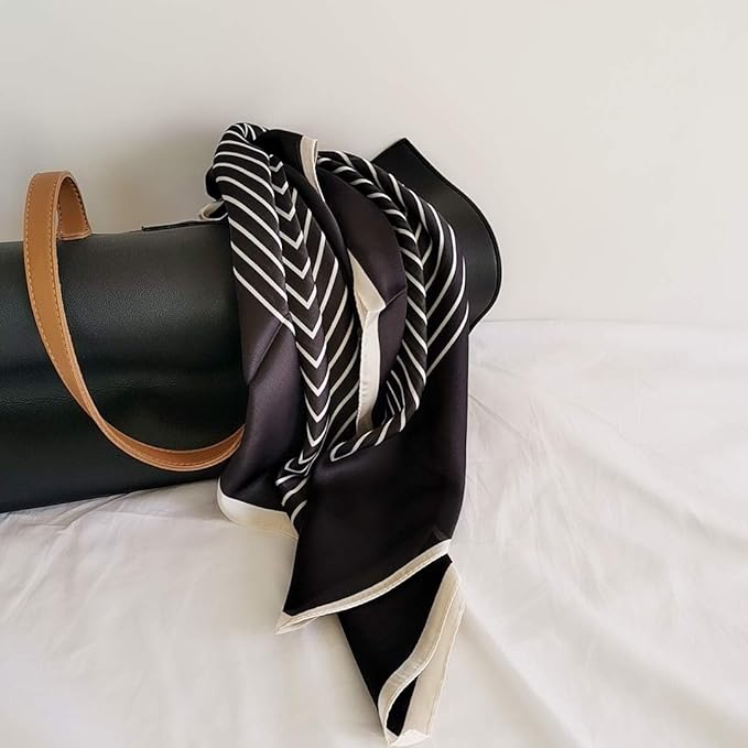 FONYVE Silk Feeling Scarf Medium Square Satin Head Scarf for Women 27.5 × 27.5 inches