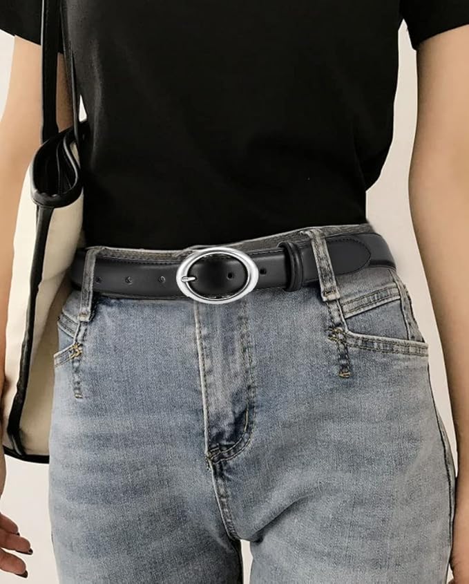 Womens Belt - CR Leather Belt Women Casual for Jeans Pants Dress - Belts with Gold Buckle for Women Fashion