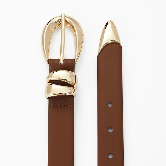 Black Leather Belt for Women Stylish Design with Gold Buckle Ladies Black Belt Perfect for Jeans Dresses
