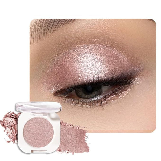 Champagne Shimmer Single Glitter Cream Eyeshadow Makeup, Neutral Powde Eye Shadow for Women, Rose Gold Sheer Glitter Eyeshadow Palette Pigmented Waterproof, sombras para ojos, Girls Daily Gifts