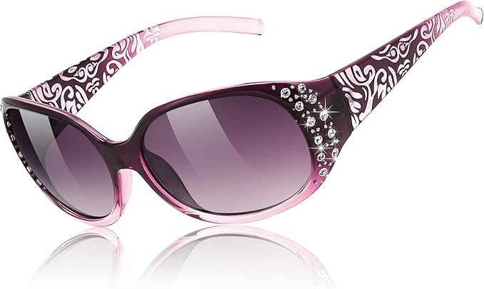 FEISEDY Women's Polarized Sunglasses Wrap Around Rhinestone Design Fashion Sunnies UV400 Protection B1091