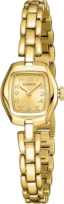 JIANDUN Vintage Small Gold Women’s Watch, Elegant Stainless Steel Bracelet, Water-Resistant with Tools Included