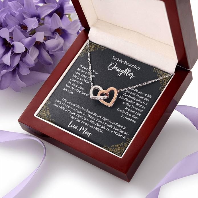 VIRAGIL To My Daughter Gift Necklace From Dad or Mom - Badass Daughter Jewelry With Heartfelt Message & Elegant Box