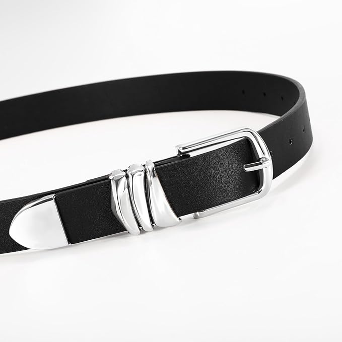 VONMELLI Women's Belt for Jeans Dress Leather Belt for Women Fashion Waist Ladies Belt with Silver Buckle