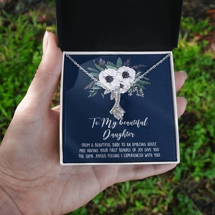 VIRAGIL To My Daughter Gift Necklace From Dad or Mom - Badass Daughter Jewelry With Heartfelt Message & Elegant Box