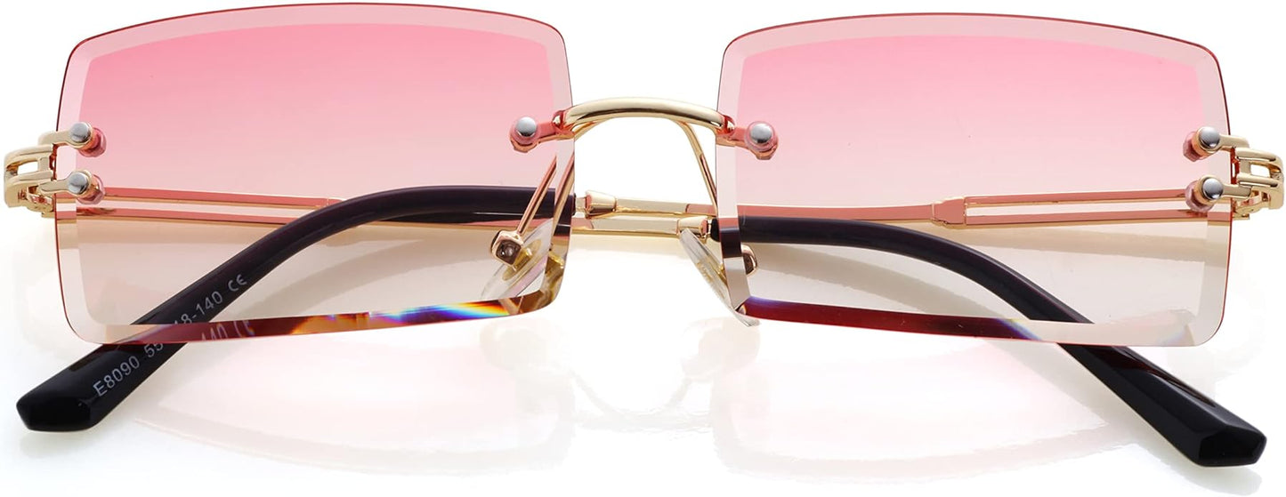 Kursan Frameless Rectangle Sunglasses for Men Women Small Rimless Sun Glasses Shades UV400 Protection