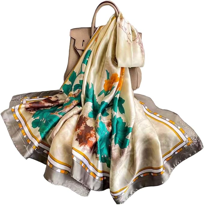 Pokeedioty Scarfs for Women Lightweight Head Scarf Fashion Scarves Elegant Floral Pattern Sunscreen Shawls and Wraps