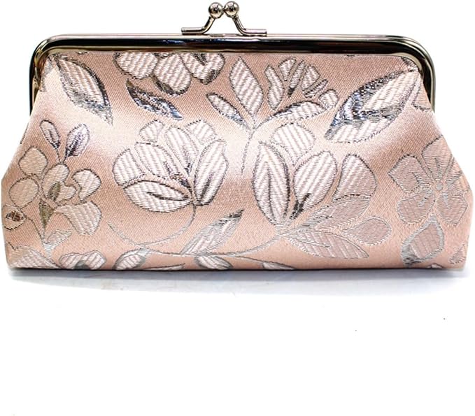 Long Coin Purse Clutch Handbag Change Pouch Wallet with Clasp Closure Compact Design for Women Gift Box (Pink)