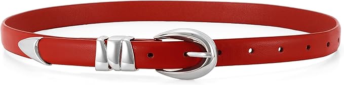 WHIPPY Women Skinny Leather Belt for Jeans Pants Dresses Ladies Fashion Waist Belt with Shiny Gold Buckle