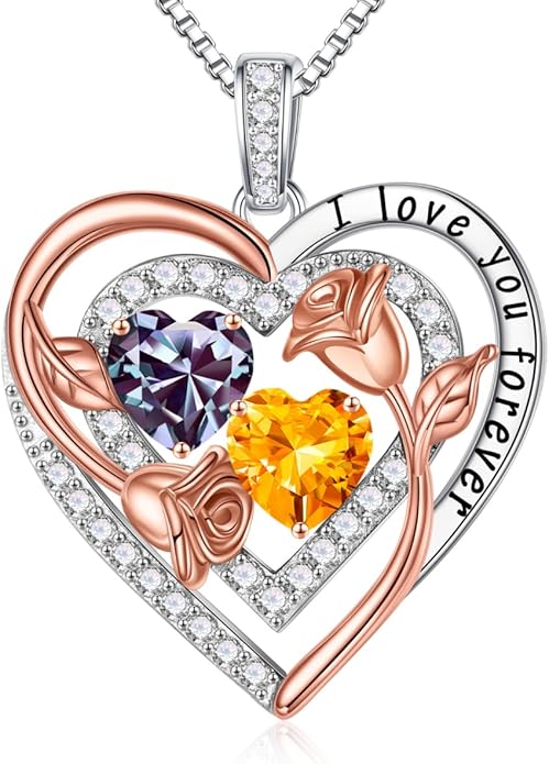 Iefil Mothers Day Gifts for Wife - Sterling Silver Birthstone Necklace Birthday Gifts for Her Wife