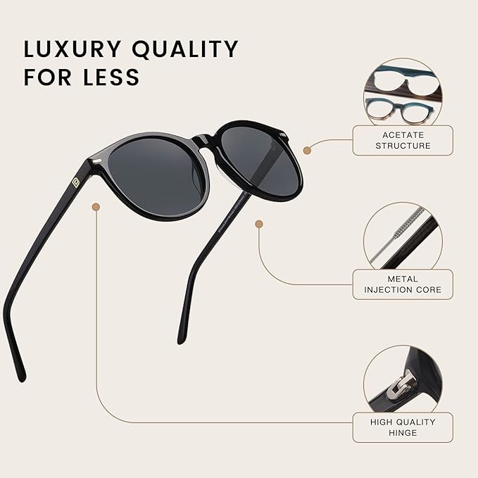 DUCO Polarized Sunglasses for Women Retro Round Women's Sunglasses Classic Vintage UV400 Shades DC1230