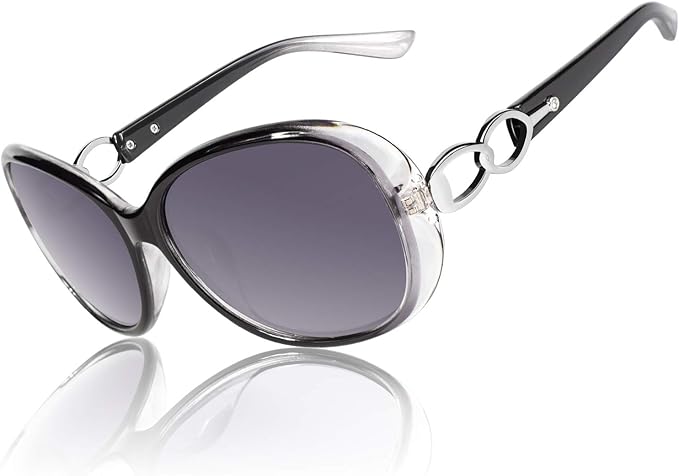 CGID Trendy Oversized Sunglasses Womens Ladies Polarized Retro Frame UV400 Shades Gradient Black