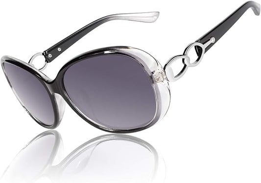 CGID Trendy Oversized Sunglasses Womens Ladies Polarized Retro Frame UV400 Shades Gradient Black