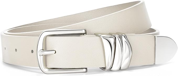 VONMELLI Women's Belt for Jeans Dress Leather Belt for Women Fashion Waist Ladies Belt with Silver Buckle