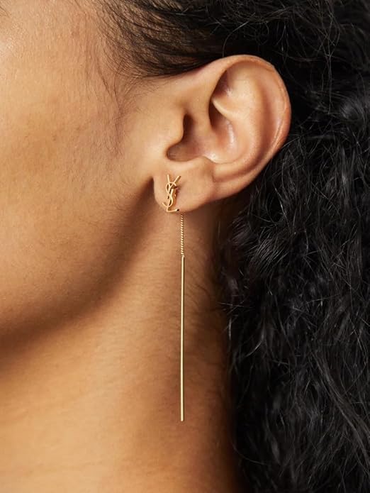 18K Gold Plated Letter Threader Earrings for Women, Dainty Long Chain Tassel Drop Earrings, Elegant Jewelry for Wedding, Party & Everyday Wear
