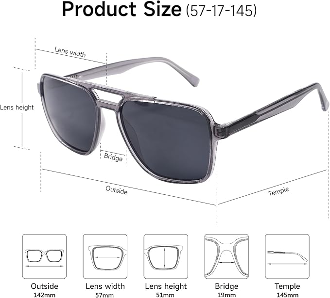 Polarized Retro Aviator Sunglasses Men Women, 70s Fashion Sun Glasse With UV400 Classic Acetate Frame