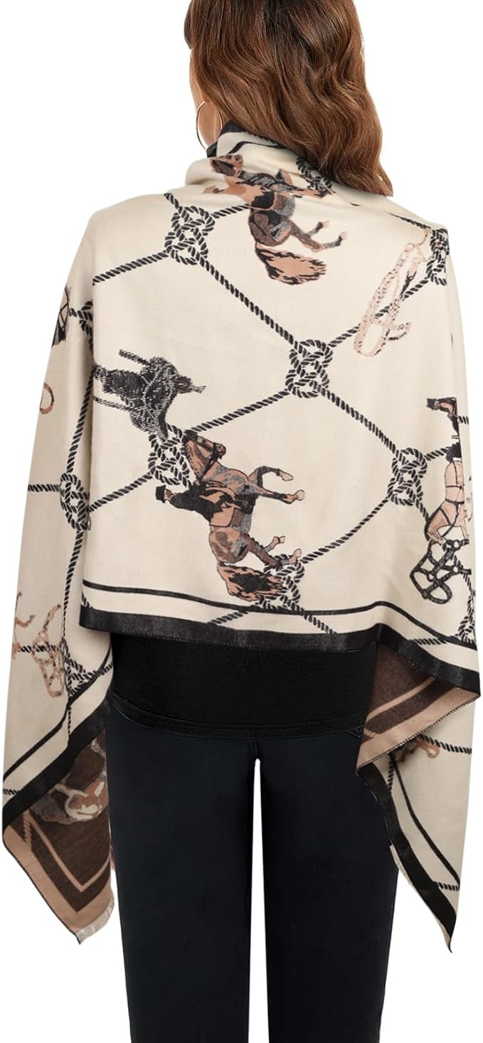 EXTREE Scarfs for Women Pashmina Silky Shawl Wrap for Evening Dressing Blanket Open Front Poncho Cape