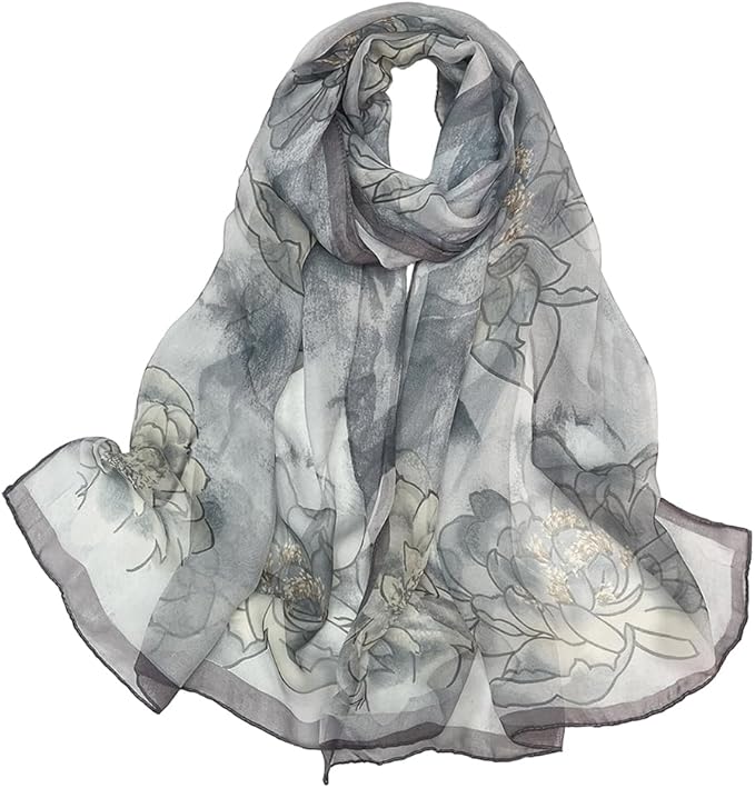 Pokeedioty Scarfs for Women Lightweight Fashion Scarves Elegant Floral Pattern Sheer Scarfs Sunscreen Shawls Wraps