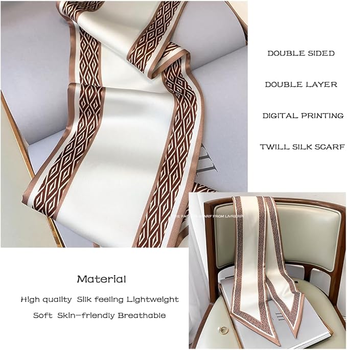 Livrerpi Silk Feeling Head Scarf Fashion Satin Hair Scarf Square Long Scarves for Women Gifts
