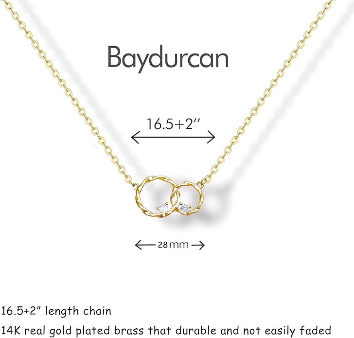 Baydurcan Dainty Gold Necklace for women - 14K Gold Plated Pendant Necklaces Gifts for Friends Sister Mother, Birthday, Christmas, Graduation, Inspirational Gifts
