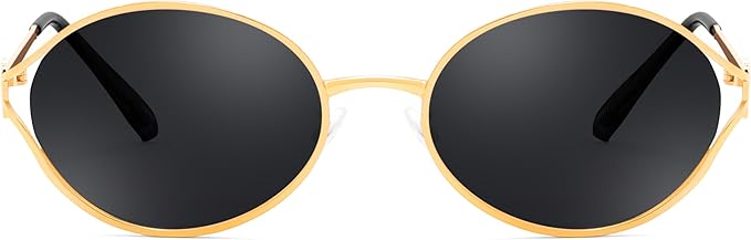 FEISEDY Retro Oval Small Sunglasses for Women Men 90s Trendy Classic Y2K Frame Round Shades UV400 Protection B9164