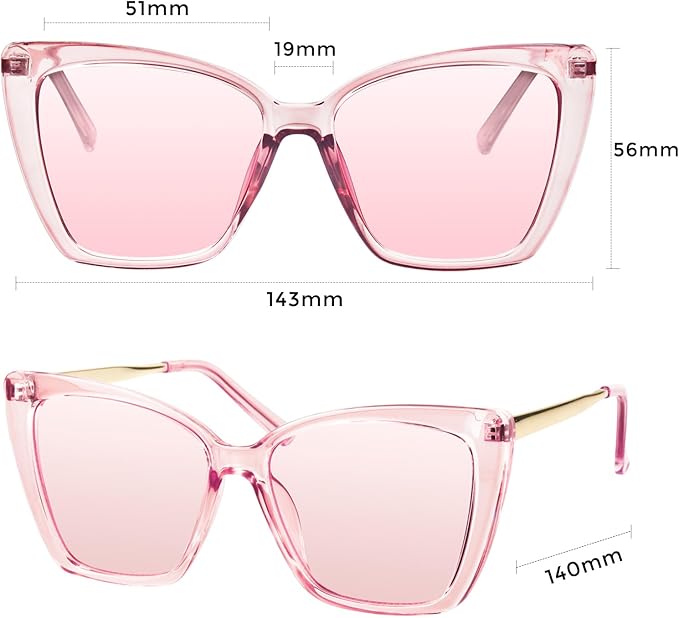 mosanana Oversized Cat Eye Sunglasses for Women Trendy Style MS52028