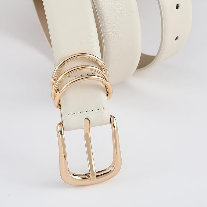 Belts for Women with Gold Buckle Faux Leather Belts Fashion Casual belts for jeans