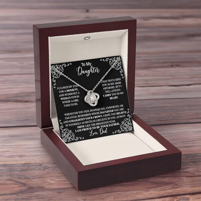 VIRAGIL To My Daughter Gift Necklace From Dad or Mom - Badass Daughter Jewelry With Heartfelt Message & Elegant Box
