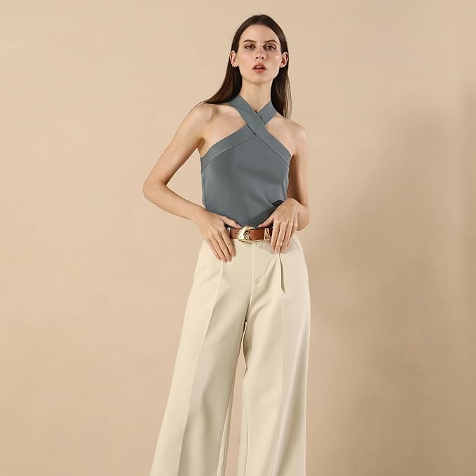 Women's Brown Belt Trend Belt with Gold Buckle Fashion Leather Waist Belt for Jeans Pants