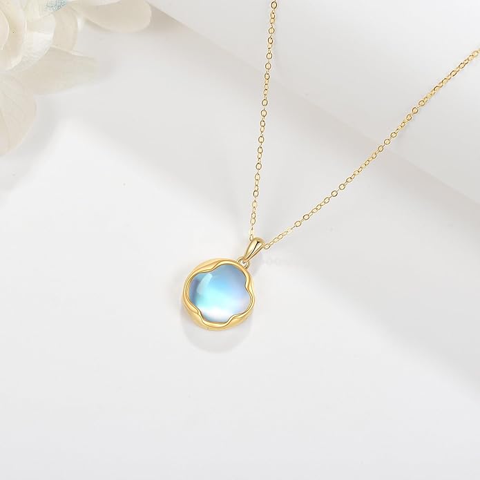 ELFRONT Mothers Day Gifts 14k Real Gold Dainty Necklace, Solid Gold Delicate Pendant For Women Mom Lover