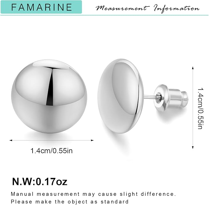 FAMARINE Dot Earrings Gold Silver Stud Earrings for Women Flat Round Earring Minimalist Earring