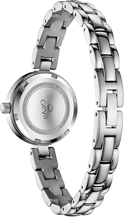 GeYa Silver Watch for Women Elegant Dressy Watch, Dainty Diamond Dial Stainless Steel Bracelet, Japanese Quartz Movement, 5ATM Water Resistant, Ideal for Petite Wrist, Gift Ready