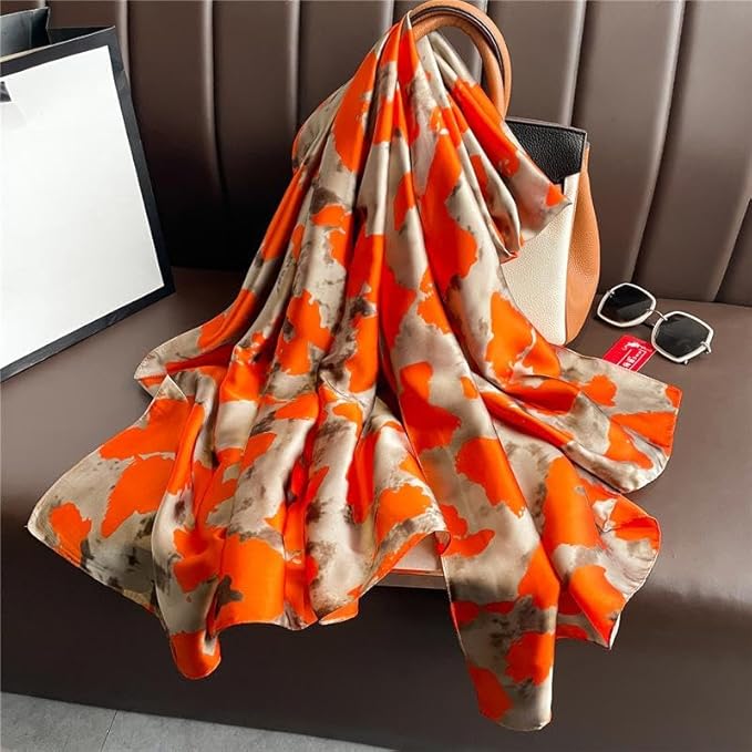 YOUR SMILE Large Mulberry Silk Feeling Long Stain Scarf Lightweight Sunscreen Shawls Wraps for Women