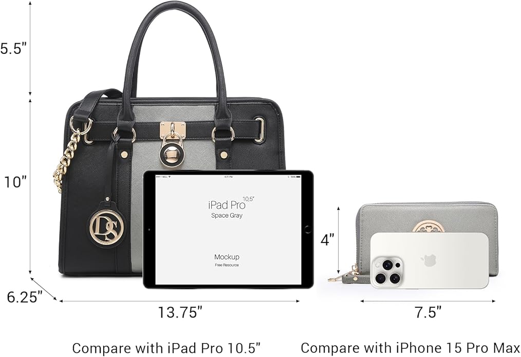 Dasein Handbags Purses Set for Women Top Handle Satchel Shoulder Bags Large Work Tote Bag with Matching Wallet