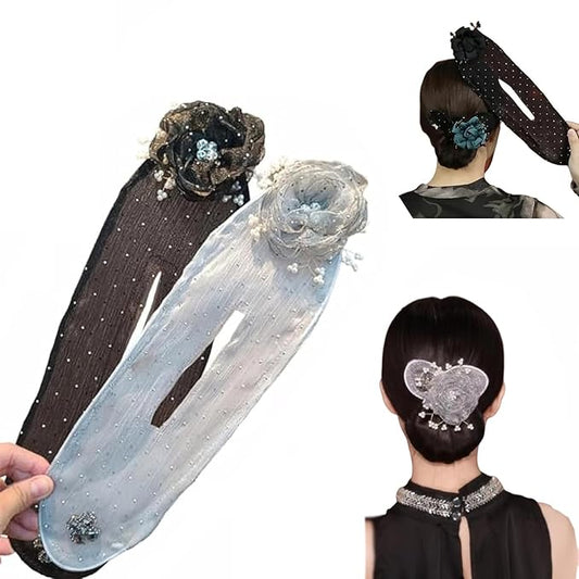 Ball Hair Accessory for Long Thick Hair: Women's and Girls' 2025 Bun Maker Twister, Lazy Curler, Easy Roll Tool, Flower Roller for Hair Styling (2PCS-AB)