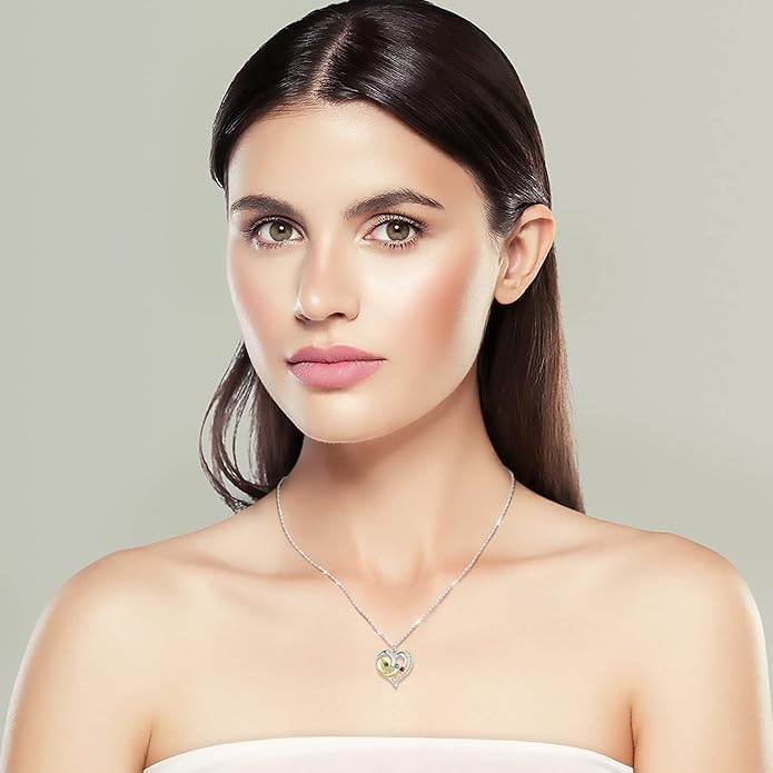 GLAMCARAT Personalized mothers necklace with birthstones names sterling silver jewelry for women customized engraved necklace