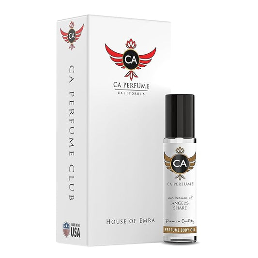 CA Perfume Impression of Angel's Share Unisex Fragrance Oil Amber Vanilla Scent Long Lasting Perfumes for Women & Men Travel Size TSA Ready Mini Parfum Body Oil Roll-on 0.33 Fl Oz 10ml