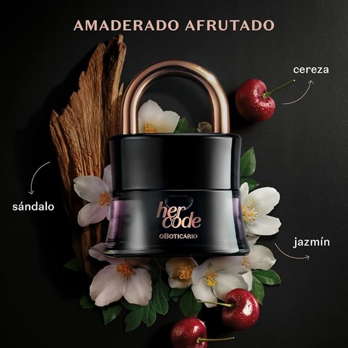 O Boticário Her Code Eau de Parfum, Long-Lasting, Fruity Floriental Fragrance Perfume for Women, 1.7 Ounce