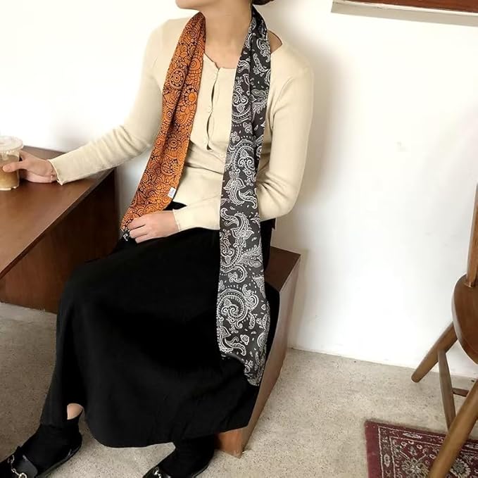 100% Mulberry Silk Ribbon Scarf for Hair Beach Head Wraps for Women Handbag accessories Necktie